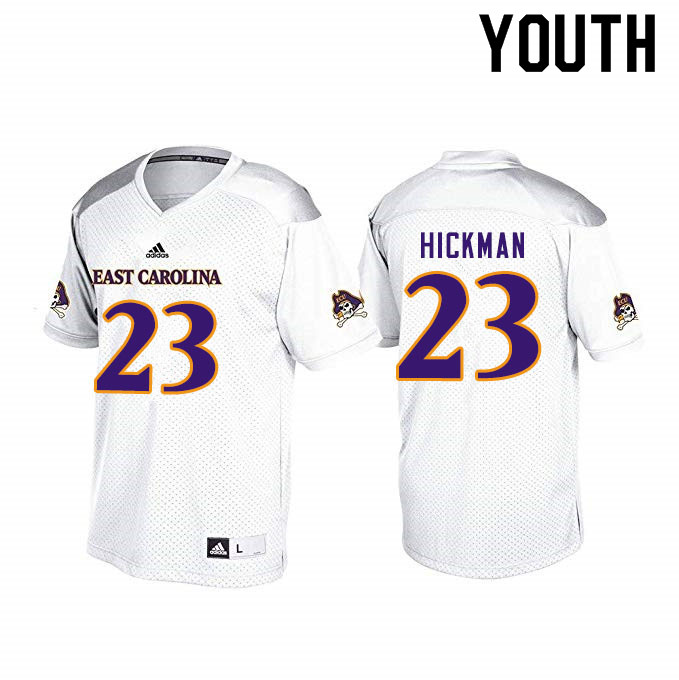 Youth #23 Damel Hickman ECU Pirates College Football Jerseys Sale-White
